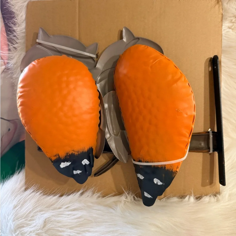 Wind & Weather - Decorative Owl Bird Feeder - Orange and Black